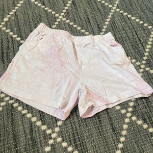 Pink and white tye dye shorts